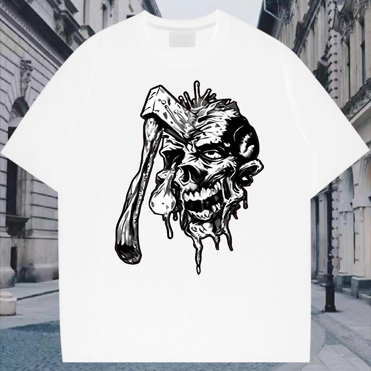 Customized Daily Wear Tshirts scary Breathable Short Sleeve 230g Cotton Men T Shirts Unisex White Plus Size Polos