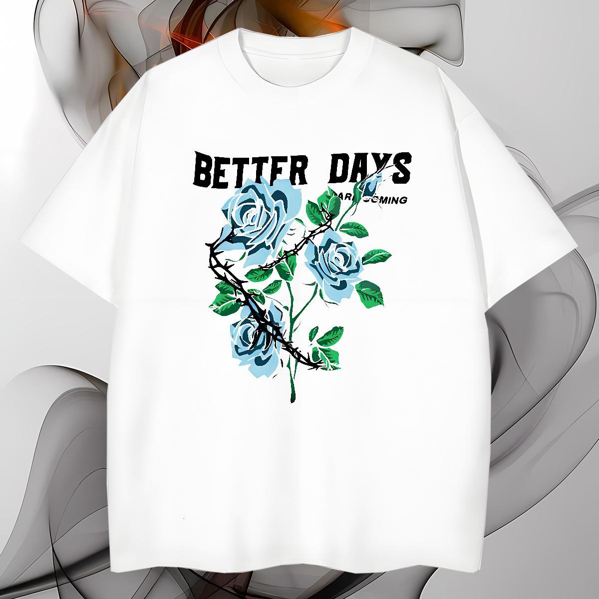 High Quality flower T-Shirts Anime Printing Street Tshirt for Man Woman 100% Cotton 230g Designer Fashion Short Sleeve O-Neck Black White Tees Shirts