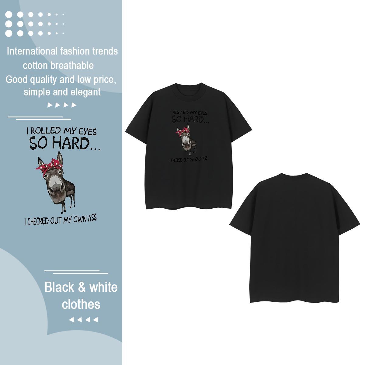 Fashion Casual Womens T Shirts Breathable Soft 100% Cotton 230g Womens Tshirts Skull horse Hip Hop Loose fit Tops