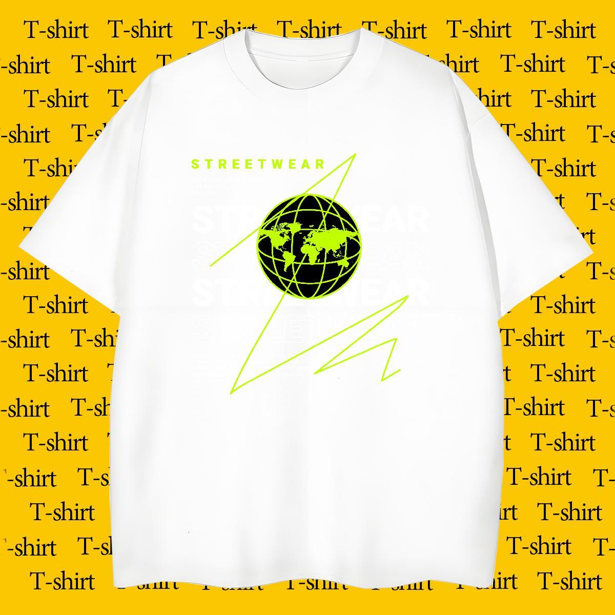 Soft Men Tshirts Street wear Hip Hop 230g Pure Cotton Oversized 4XL Breathable Short Sleeve earth T-Shirts DIY Tee Shirt