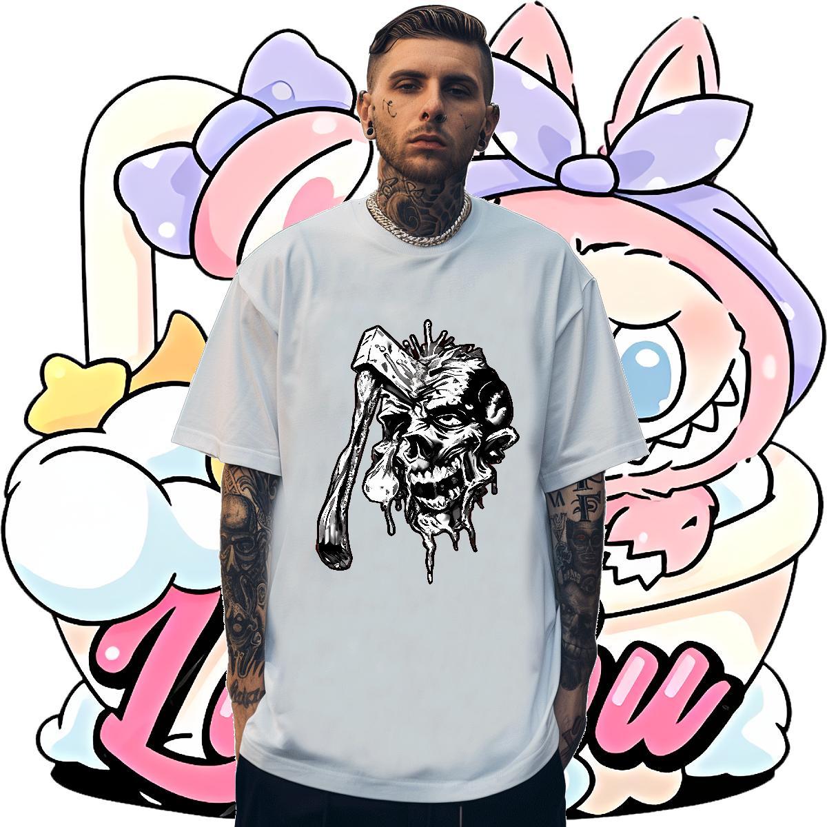 2024 Summer axe Mens Tshirts 230g Pure Cotton T shirt Custom Big Size Outdoor Crew Neck Soft Clothes