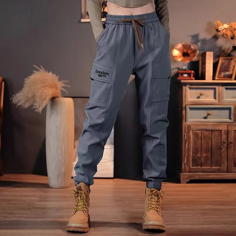 Men Spring Solid Color Pocket Comfortable Bound Feet Casual Pants Lightweight and Thin Large Size High Street All-match Trousers 240822