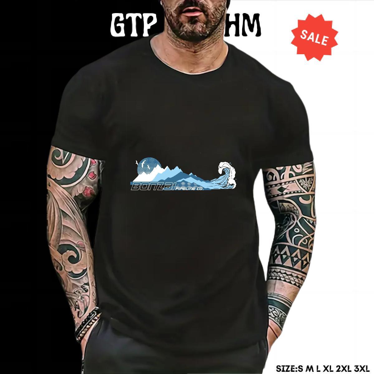 High Quality Men Tees Casual 230g 100% Cotton DIY Logo Oversized Breathable Crew Neck sea wave T-Shirts 2024 New Tops Tees