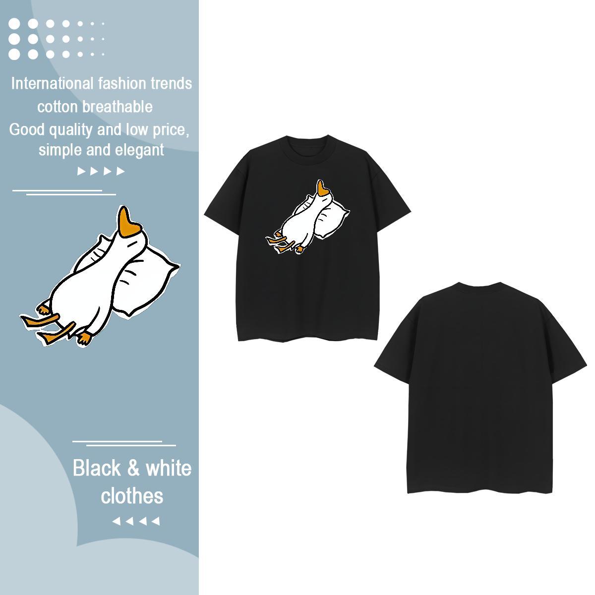 DIY T shirt Breathable Short Sleeve 100% Cotton 230g Lady T shirt Skull duck Street Unisex Clothes Shirt