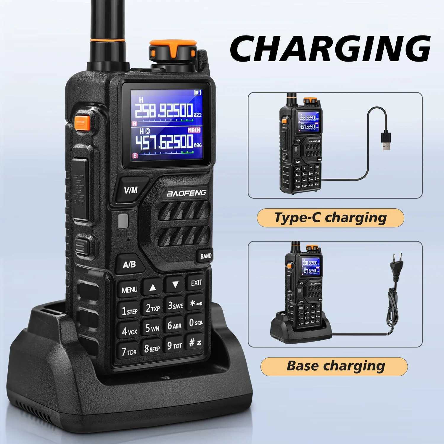 Baofeng K5 Plus Walkie Talkie Portable AM FM Two-Way Radio Comumicador Portable Amateur Radio Full Band LCD 999CH Frequency Copy M240821