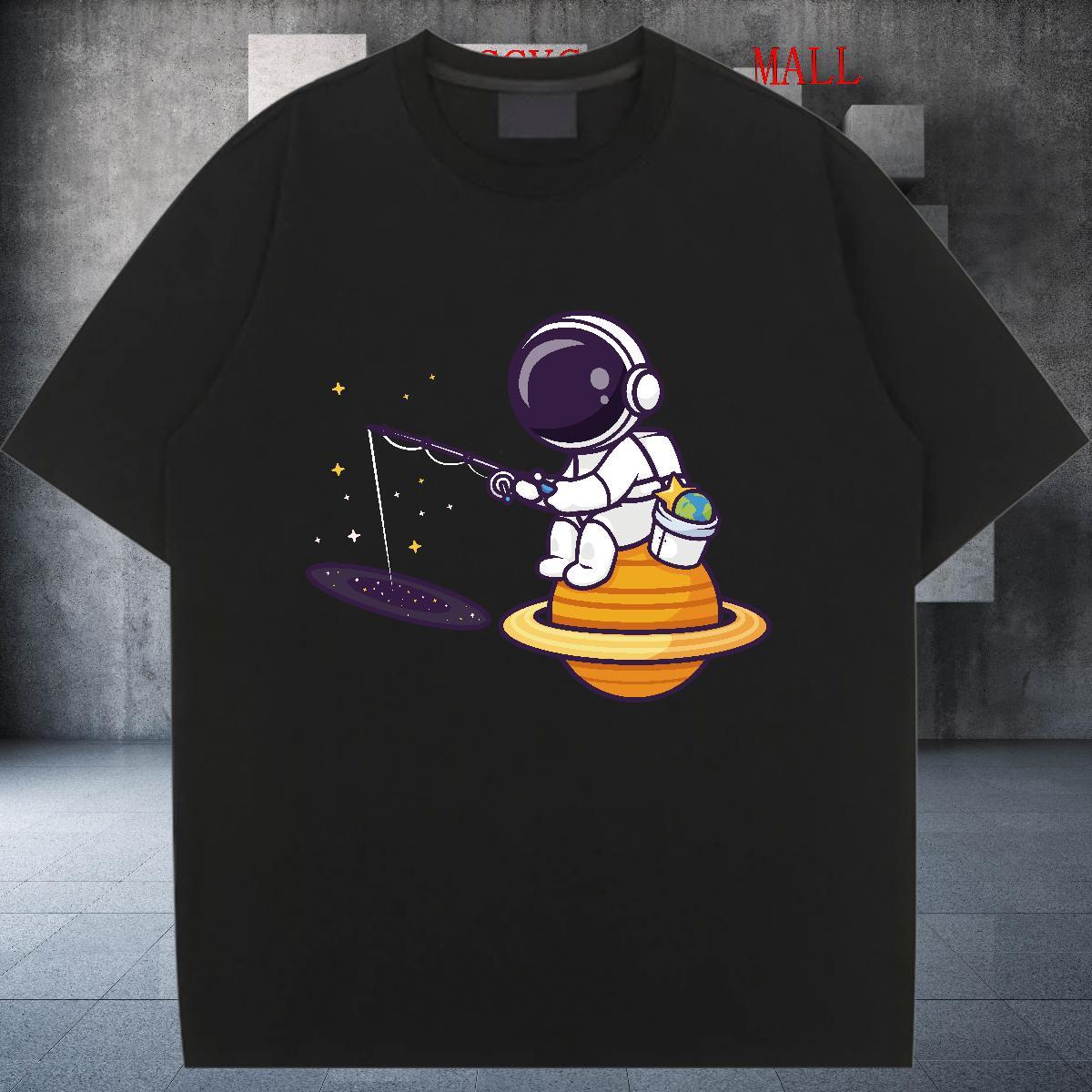 Loose Women Tshirts 100% Cotton 230g cosmonaut Sports Casual T shirt Comfortable Anime Clothes