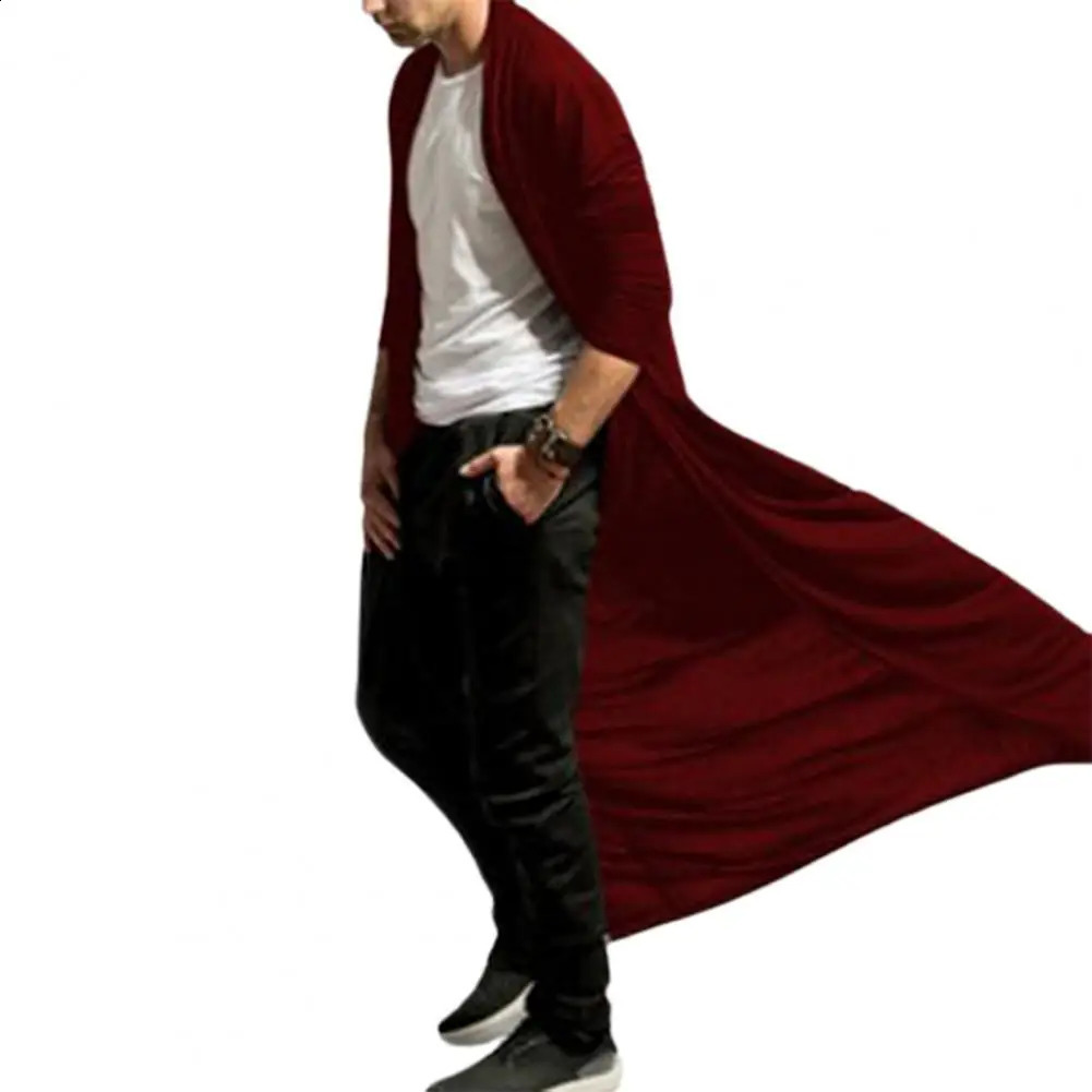 50%Autumn Mens Cardigan Long Sleeve And Ankle Mens Cardigan Simple Solid Color Front Cardigan Coat Mens Medium Long Coat 240822