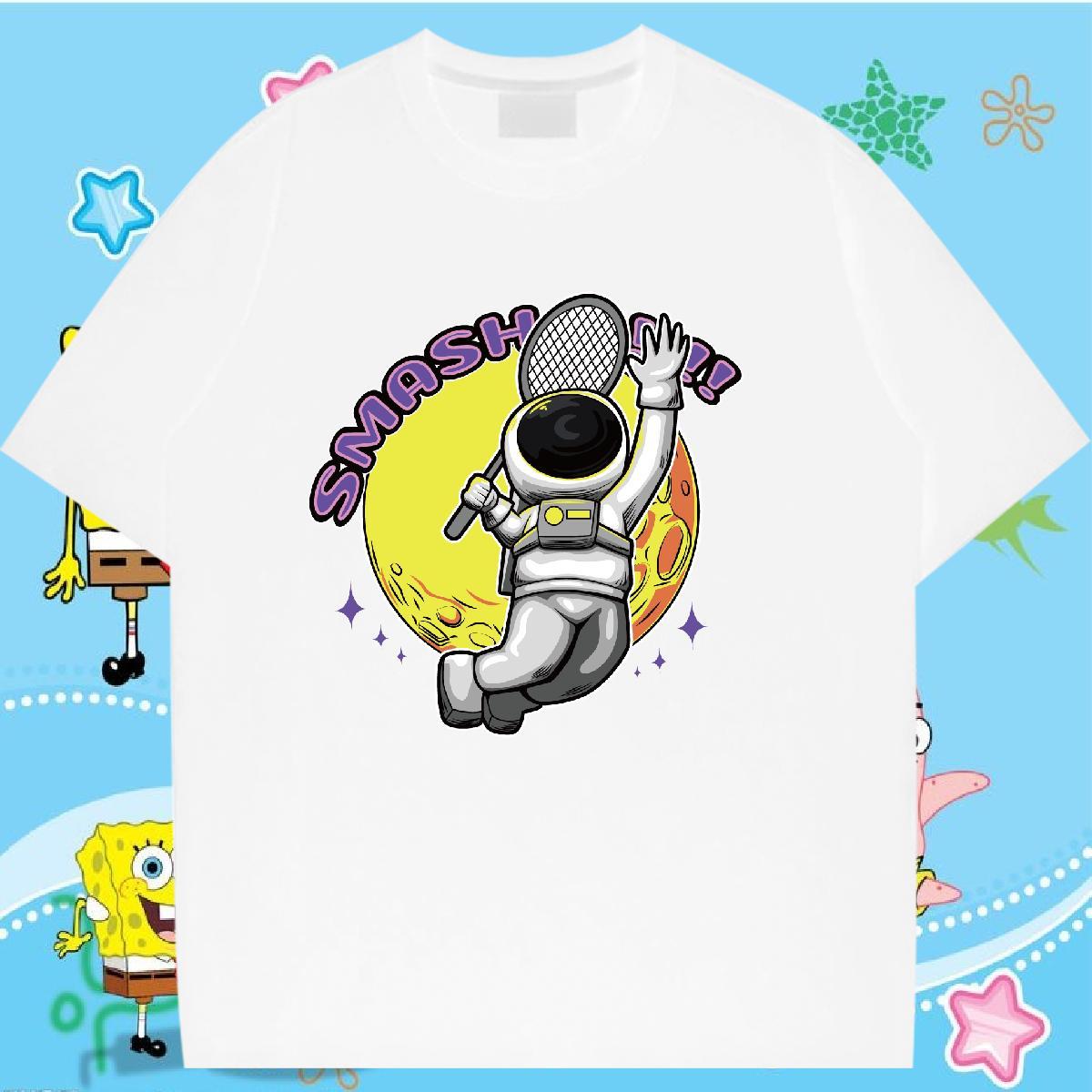 Loose Women Tshirts 100% Cotton 230g universe Summer Casual Woman T Shirts Breathable Soft Customized Print Tee Shirt