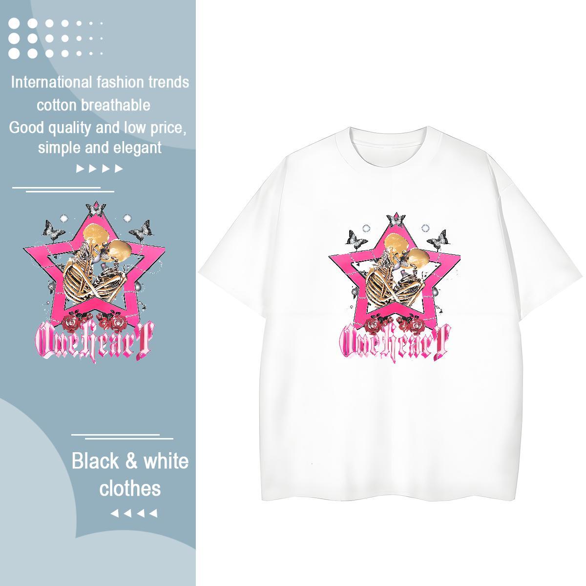 DIY T Shirts Women 100% Cotton 230g Crew Neck Breathable Beach skull Unisex Tshirts Lady Customized Tees