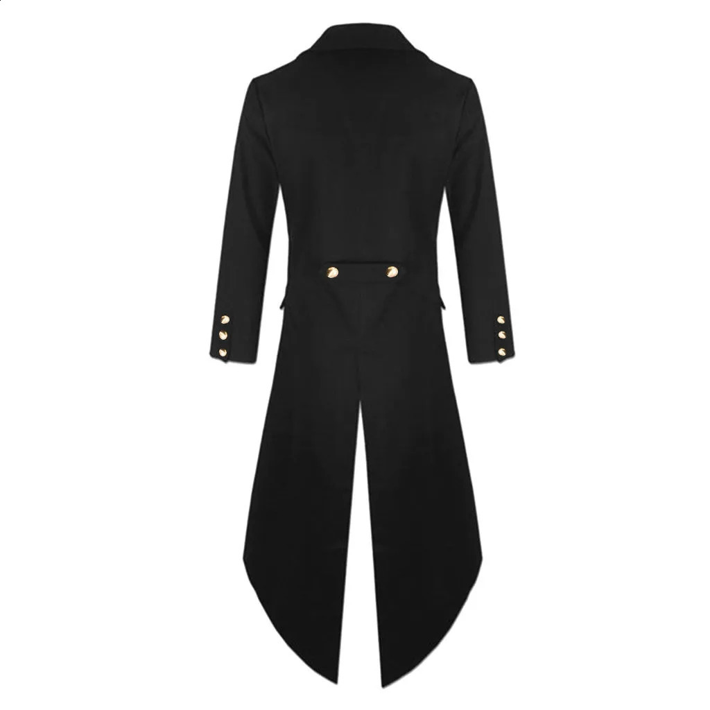 Mens Vintage Coat Punk Gothic Retro Trench Fashion Solid Button Jacket Long Windbreaker Male Clothing Solid Chaquetas Hombre 240822