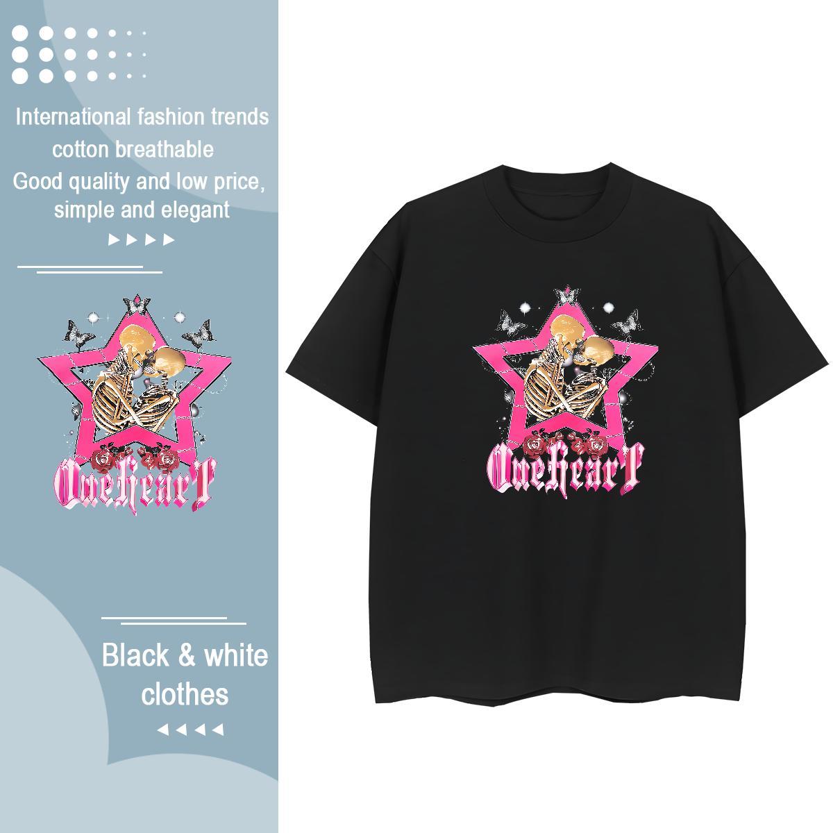 DIY T Shirts Women 100% Cotton 230g Crew Neck Breathable Beach skull Unisex Tshirts Lady Customized Tees