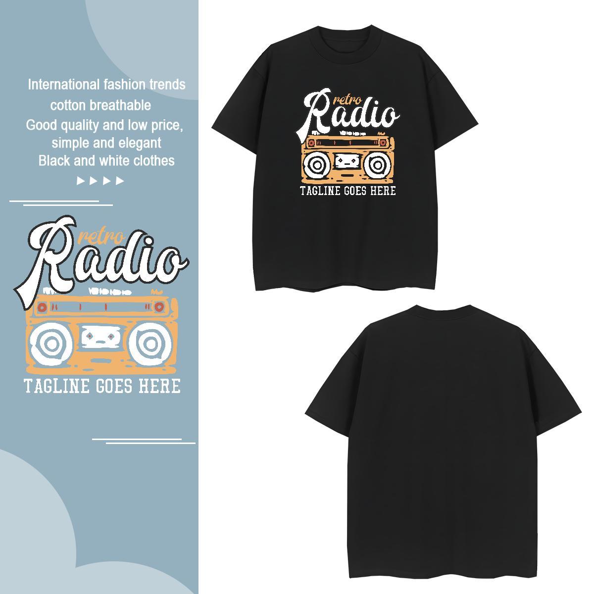 Classic radio Man T Shirts Hip Hop Street Tshirts 230g Pure Cotton Wholesale Short Sleeve Soft Custom Print Plus Size Clothes