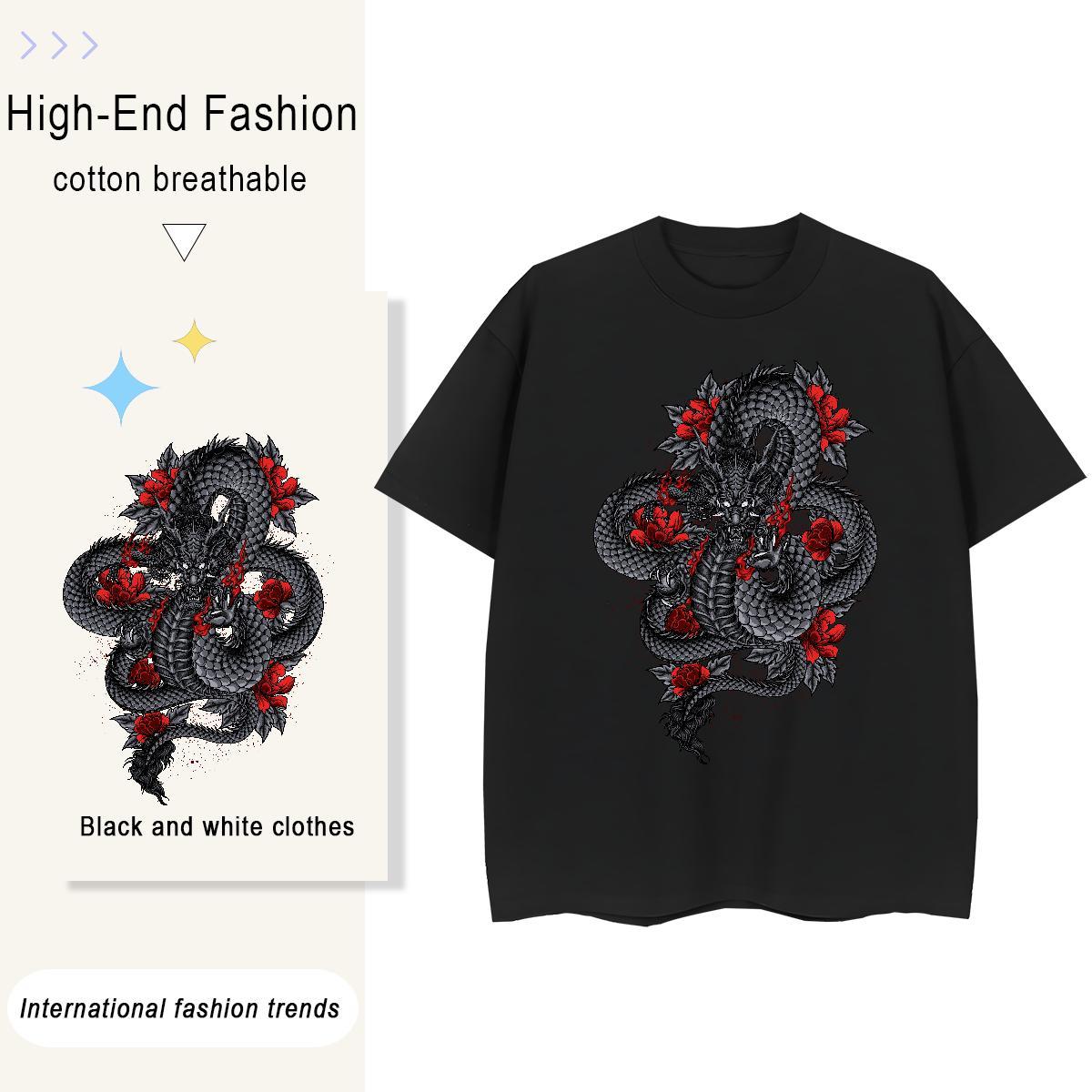 Loose Couples T Shirts Daily Outfit 230g Pure Cotton Custom Print Oversized Crew Neck Breathable ferocity T shirt New Arrival Wear