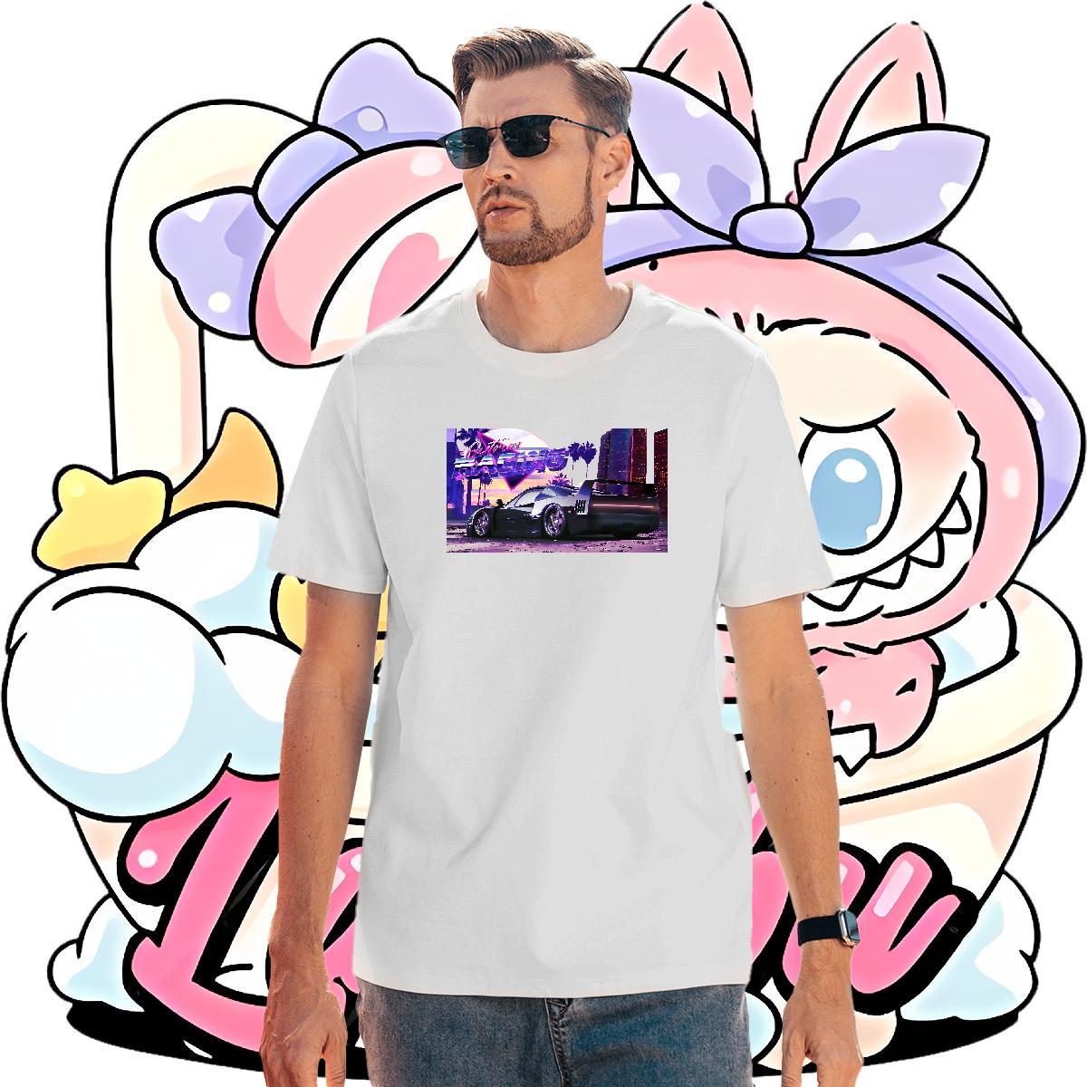 Loose Fit car T shirt Street Men Tshirts 230g 100% Cotton Fashion New Breathable Cartoon Print Wear