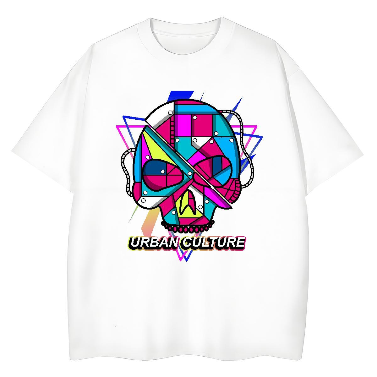 DIY Woman T Shirts 230g Pure Cotton Round Neck Short Sleeve Summer Casual skull Tshirt for Man Woman Loose fit Plus Size Custom Polos