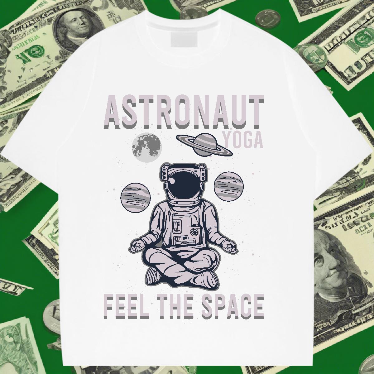 Female Tshirt for Man Woman 230g 100% Cotton cosmonaut High Street Hip Hop Women T Shirts Breathable Short Sleeve Skull Tshirts