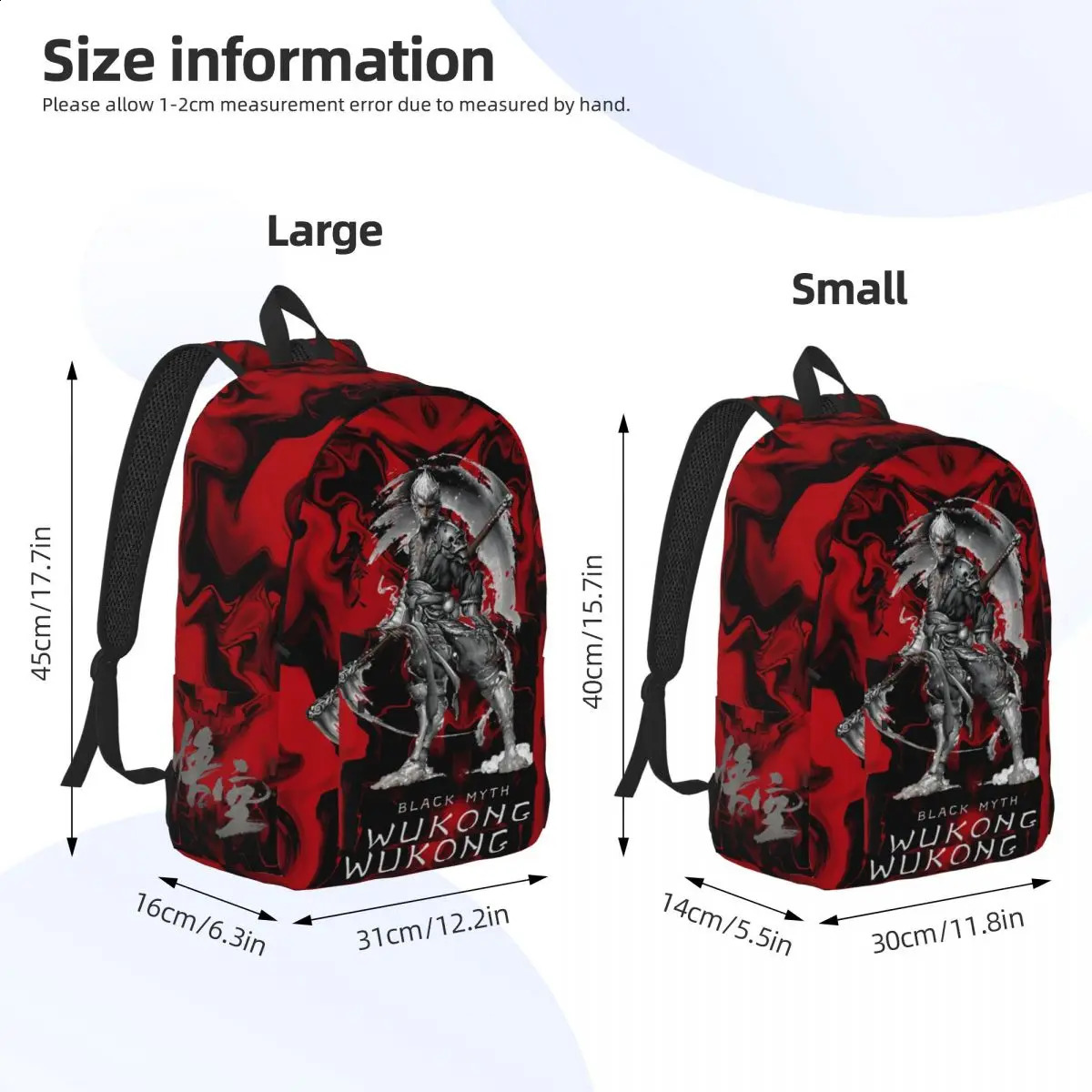 Fashion The Most Game Knapsack Travel Zipper Close Black Mythical Martial Arts Boys and Girls Birthday Backpack 240822