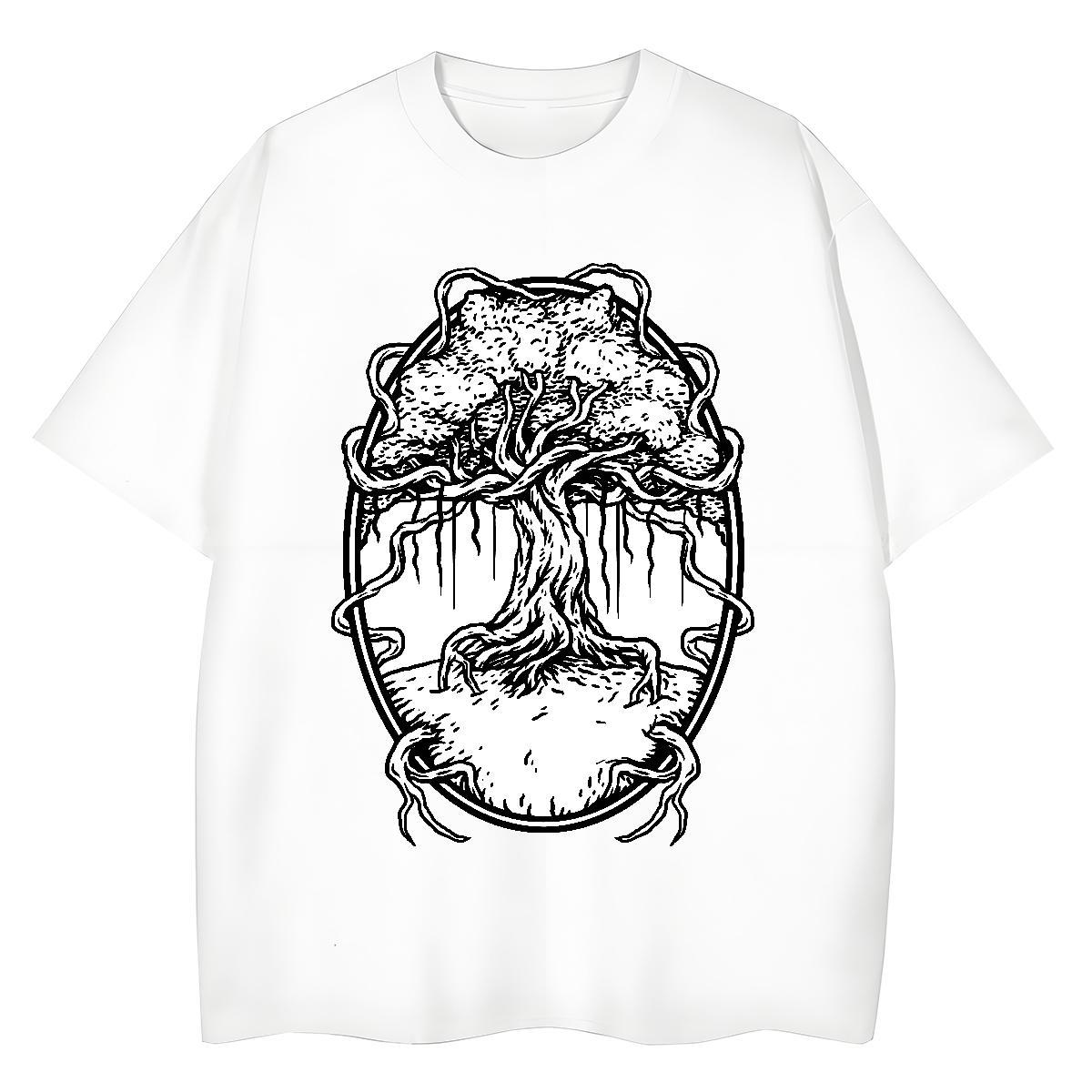 Casual New T Shirts Women Crew Neck Breathable 100% Cotton 230g Women Tees Custom Print Oversized tree High Street Hip Hop High quality Clothes