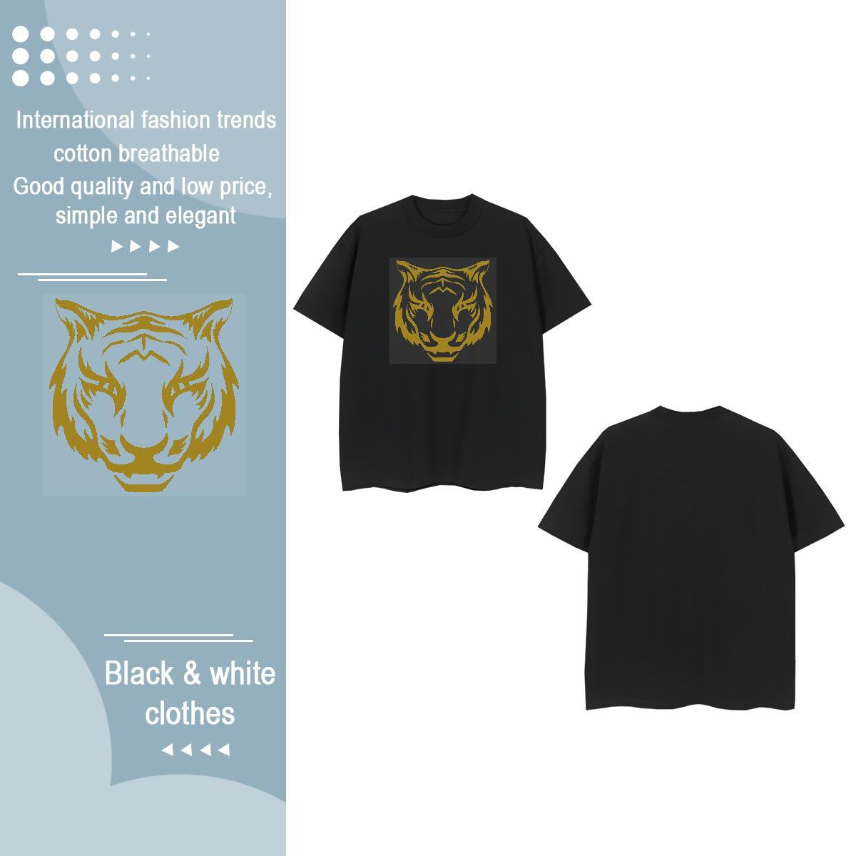 Brand Womens T Shirts Round Neck Short Sleeve 230g Cotton Lady T shirt Cartoon Anime tiger Casual Daily Wear Female Tops