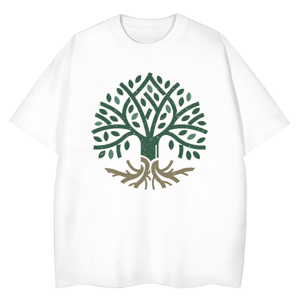 TOP Quality T Shirts Women Comfortable 230g Cotton Women Tees DIY Printed tree Sports Street Wear Loose Tee Shirt