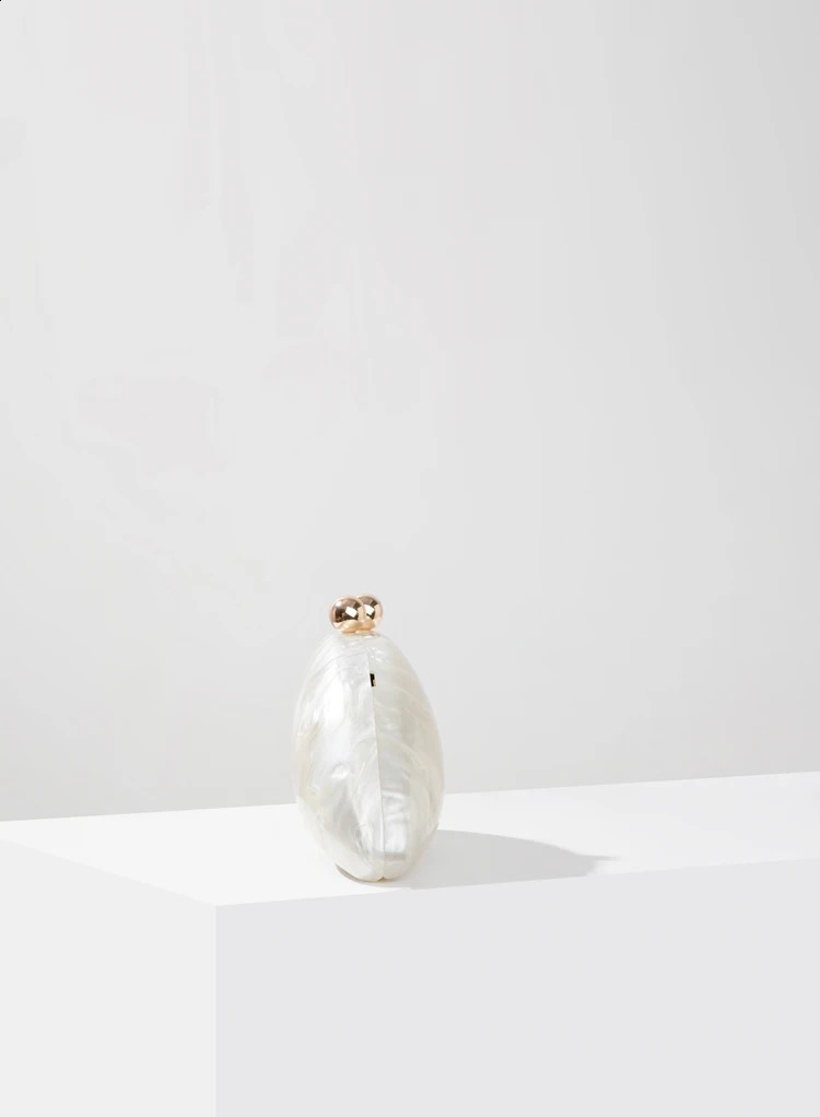 Shell clutch bag acrylic egg womens wedding night party cute ivy pearl wallet handbag summer 240822