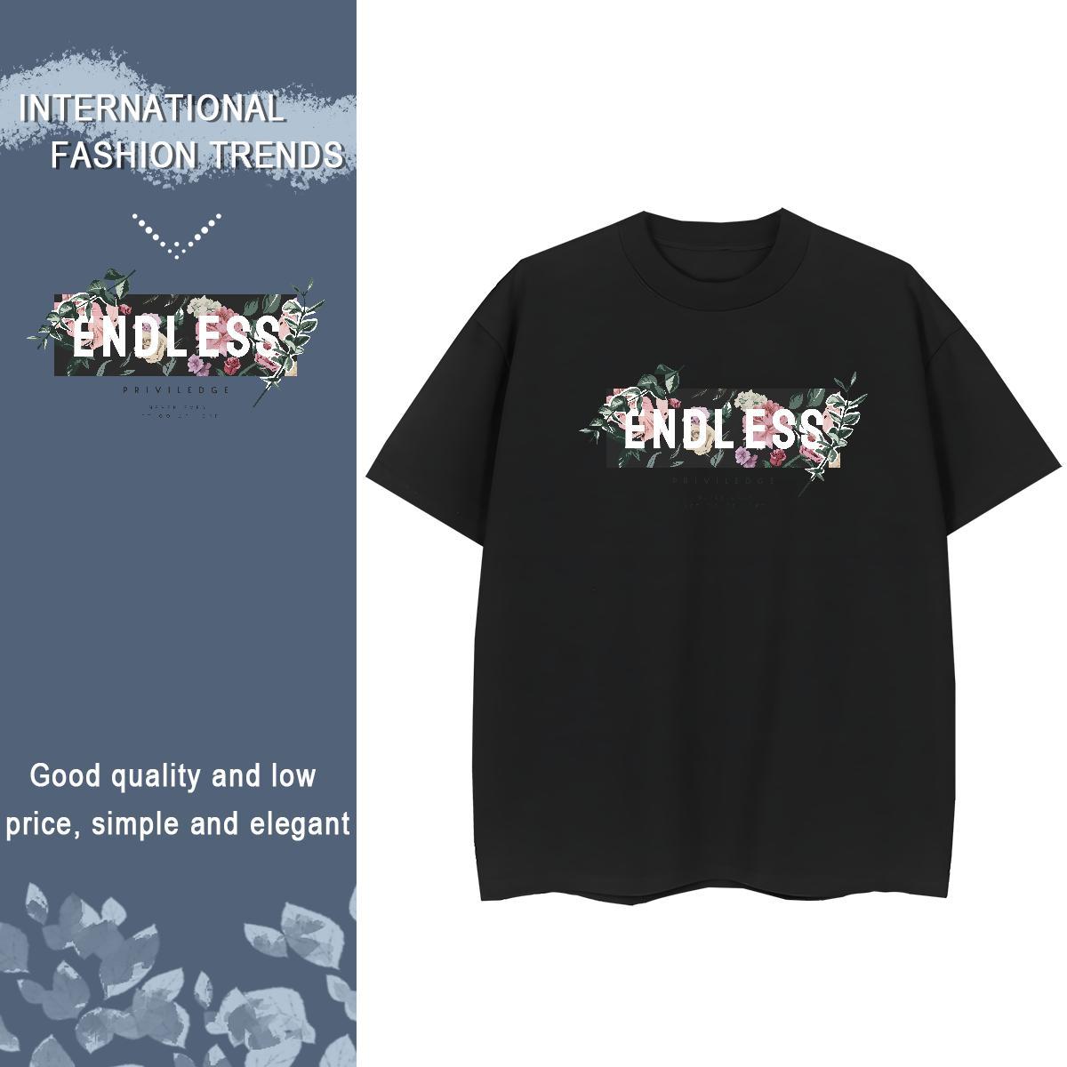 New T-Shirts for Women Breathable Crew Neck 100% Cotton 230g Woman Tshirt Skull flower Sports Street Wear Lady Clothes Shirt