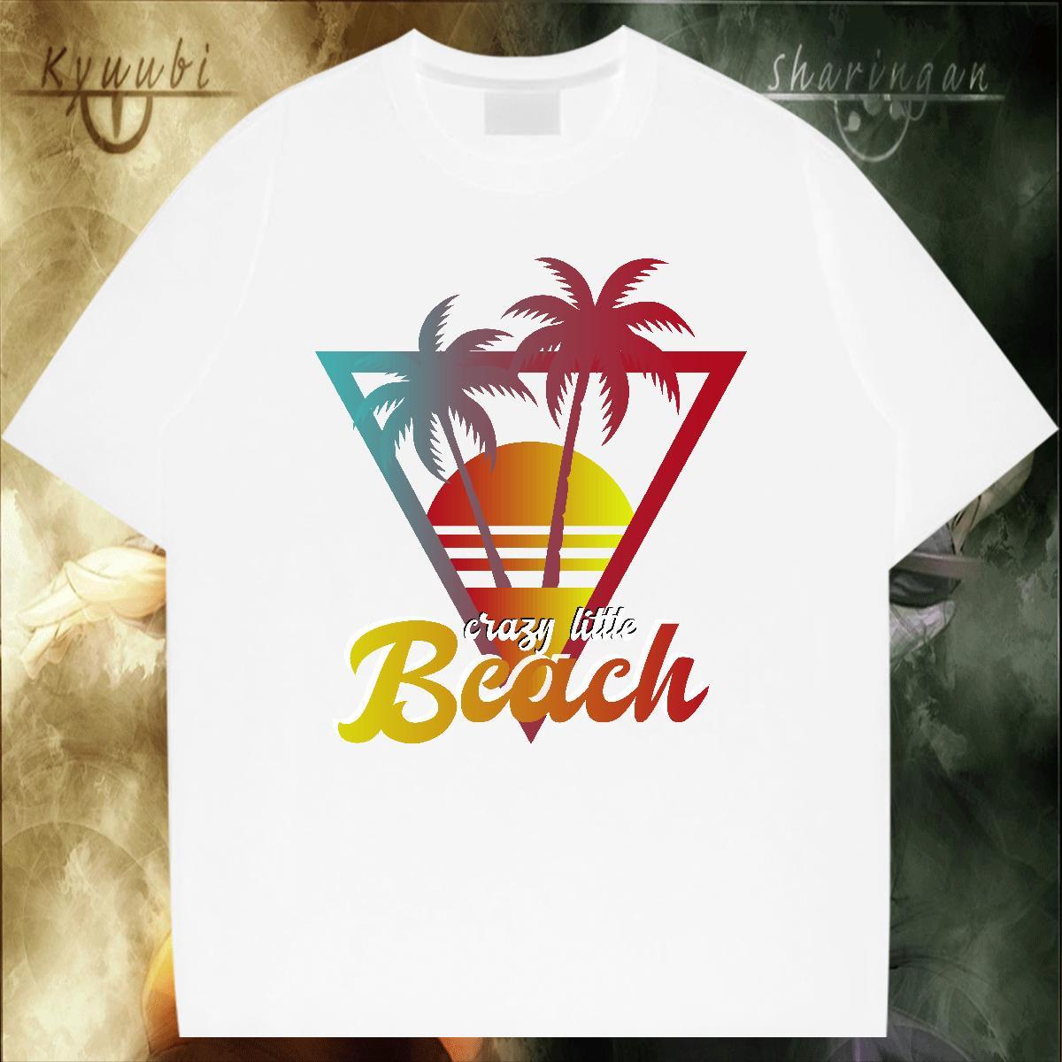 Free Shipping Men Tees Sports Casual 100% Cotton 230g Anime Print Short Sleeve O-Neck beach T-Shirts Classic Tops Shirt