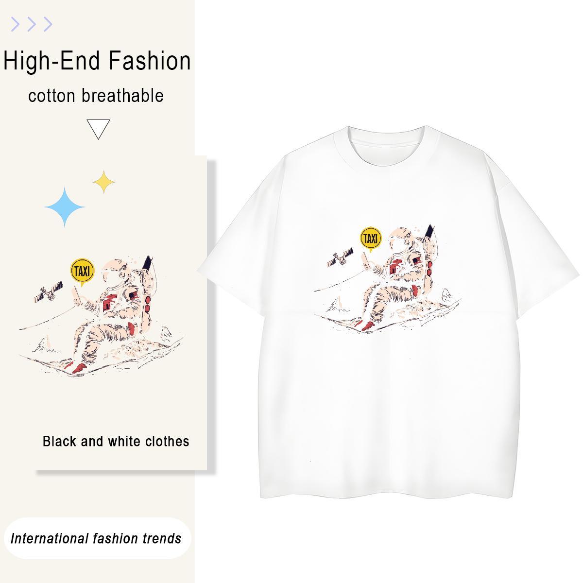 Soft Unisex Tshirts 100% Cotton 230g cosmonaut Street T-Shirts Short Sleeve O-Neck Oversized L-4XL Clothes Shirt