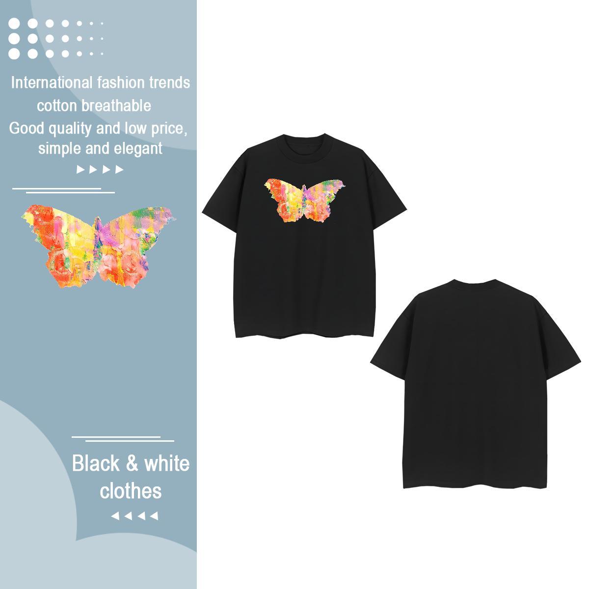 New Arrival Women T Shirts O Neck Short Sleeves 230g 100% Cotton Womens Tshirts Anime Butterfly Sports Casual Designer Tops Shirt
