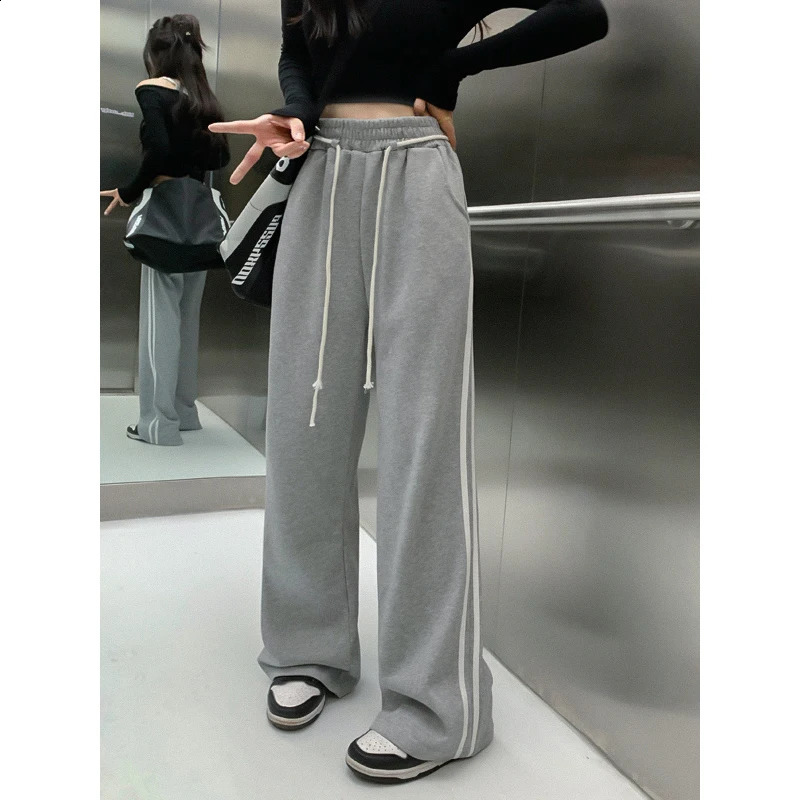 Womens Clothing Spring Autumn Trendy High Street Harajuku Y2K Pants Casual Sports Joggers Straight Trousers Wide Leg Sweatpants 240821