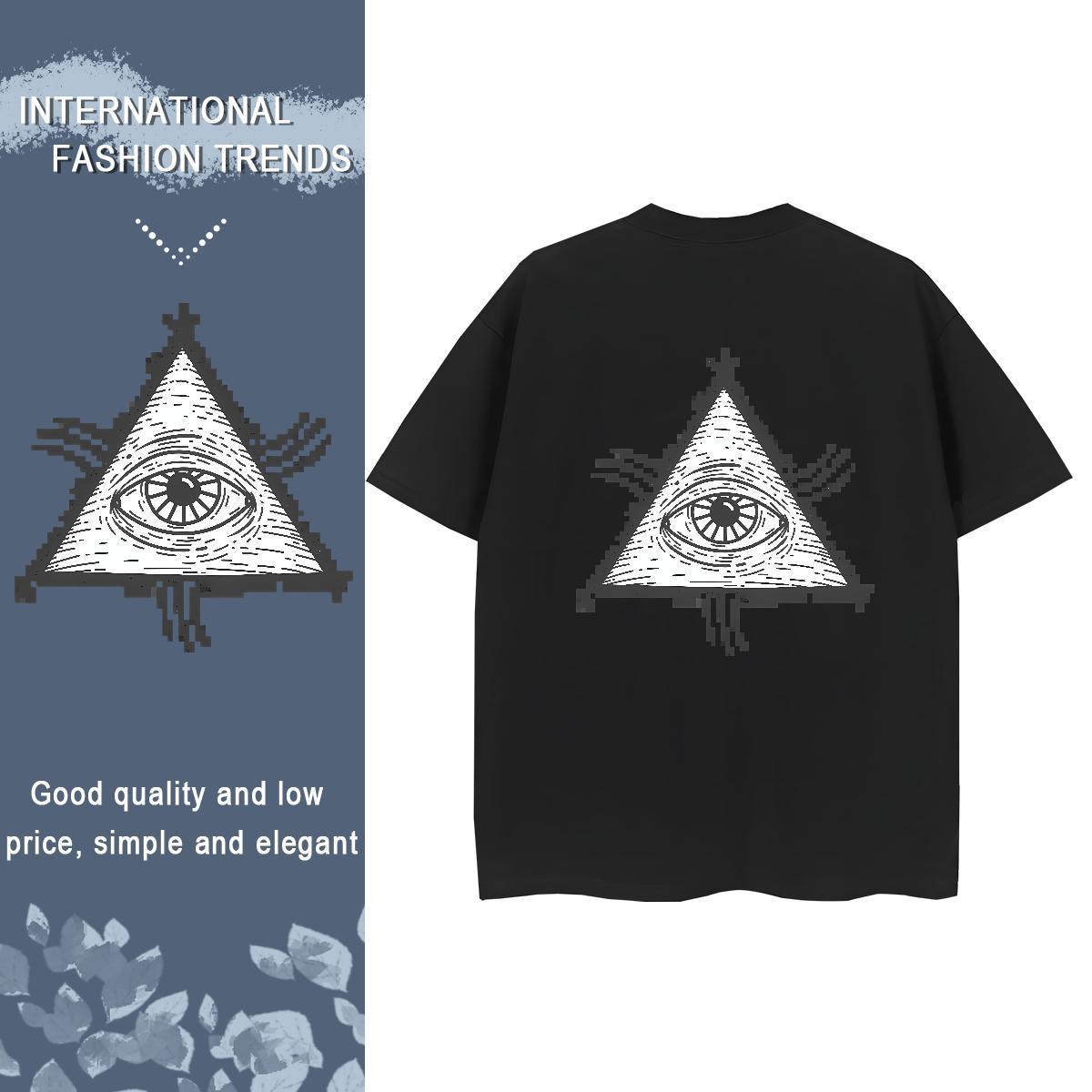 2024 Casual T-Shirts 230g Cotton Short sleeve Soft Street Casual eye of the devil Woman Tshirt Popular Cartoon Floral Printing Top Tees