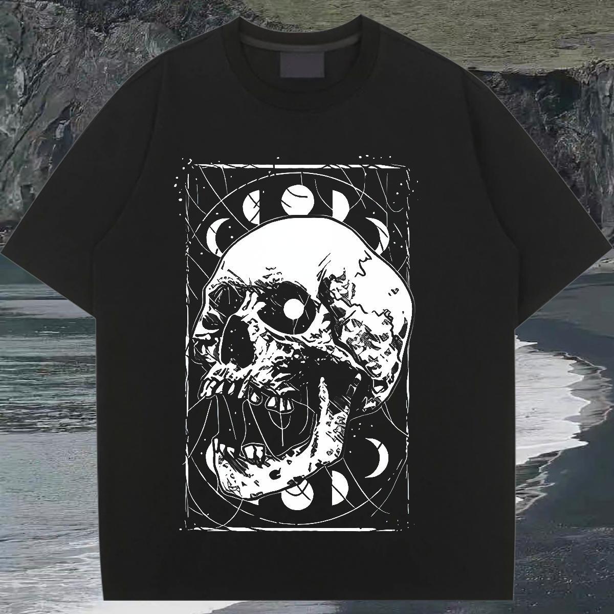 TOP Quality T Shirt For Woman 230g Pure Cotton Round Neck Short Sleeve Spring Summer skull Tshirt for Man Woman Wholesale Anime Top Tees