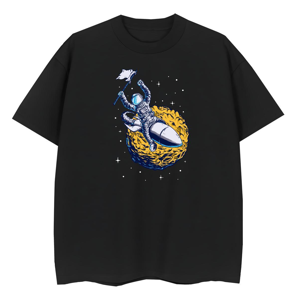 Nice Lady T shirt 230g Cotton universe Summer Casual Woman T Shirts Breathable Crew Neck Black Oversized Tops Shirt