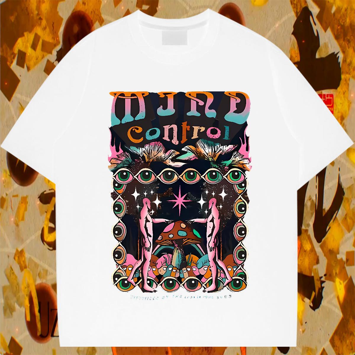 Designer Couples T Shirts Daily Outfit 230g Cotton Custom Anime Short Sleeve O-Neck eyes T Shirt For Man 2024 Summer Tees Shirts