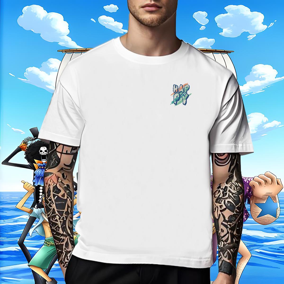 Loose Men Tees Street Casual 100% Cotton 230g Custom Print Oversized Round Neck Short Sleeve happy Men T Shirts Designer Tee Shirt