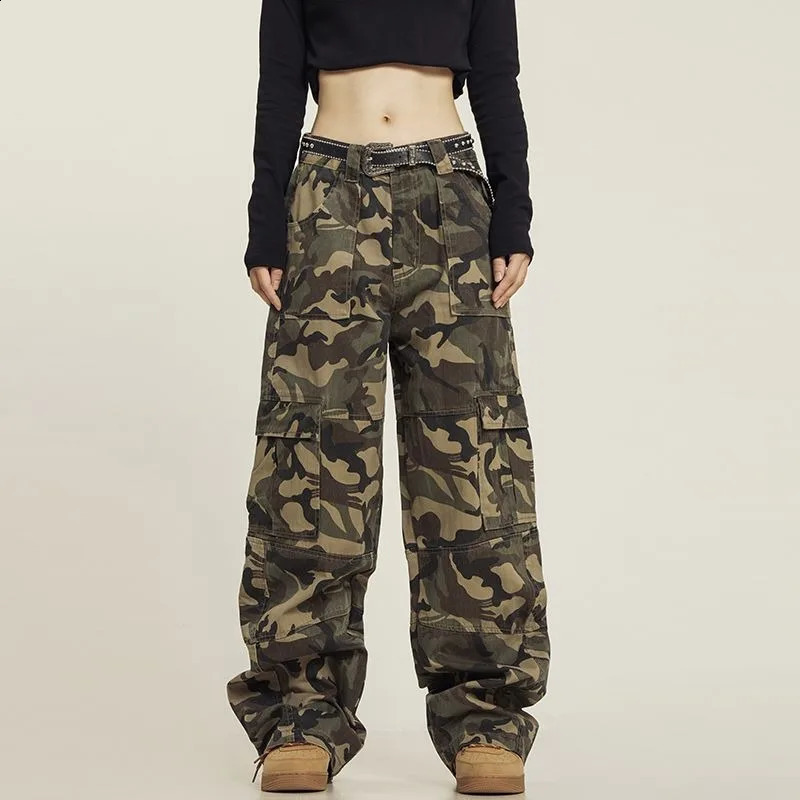 Deeptown Harajuku Camouflage Cargo Pants Womens Grunge Baggy American Retro Y2k Trouser Loose Autumn Korean Fashion Aesthetics 240821
