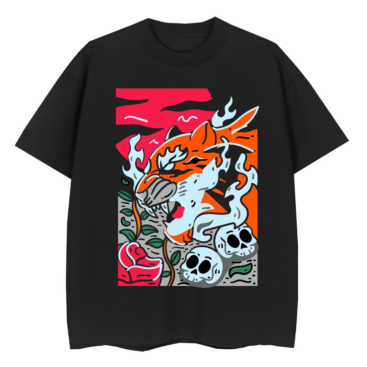 Brand Women T Shirts 230g 100% Cotton Comfortable Sports Street Wear skull Tshirt for Man Woman Wholesale Skull Tshirts