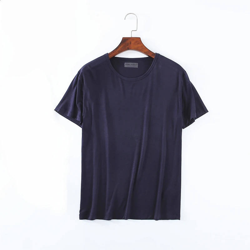 Mens Modal Tshirt Short Sleeve Loose Oneck Bottom Large Underwear Solid Color 240822