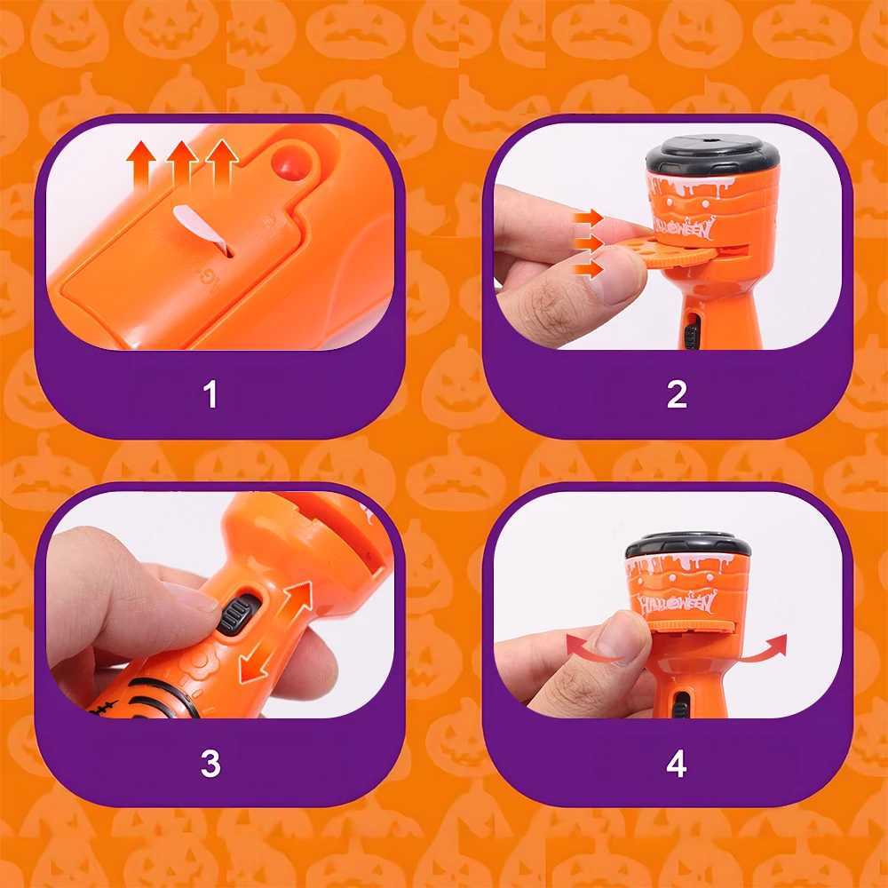 Cartoon Luminous Ghost Pumpkin Projector Flashlight Toys Children Light Pattern Sleep Flashlight Baby Educational Halloween Gift Y240821