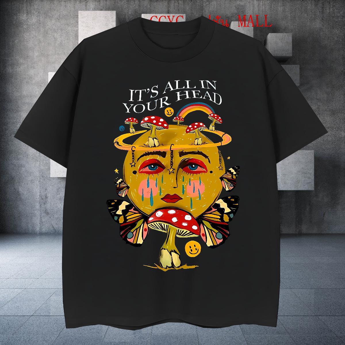 Fashion Designer Men Tees 230g 100% Cotton Summer Casual mushroom O Neck Short Sleeves Mens T Shirts Cool Custom Printed Tops Tees
