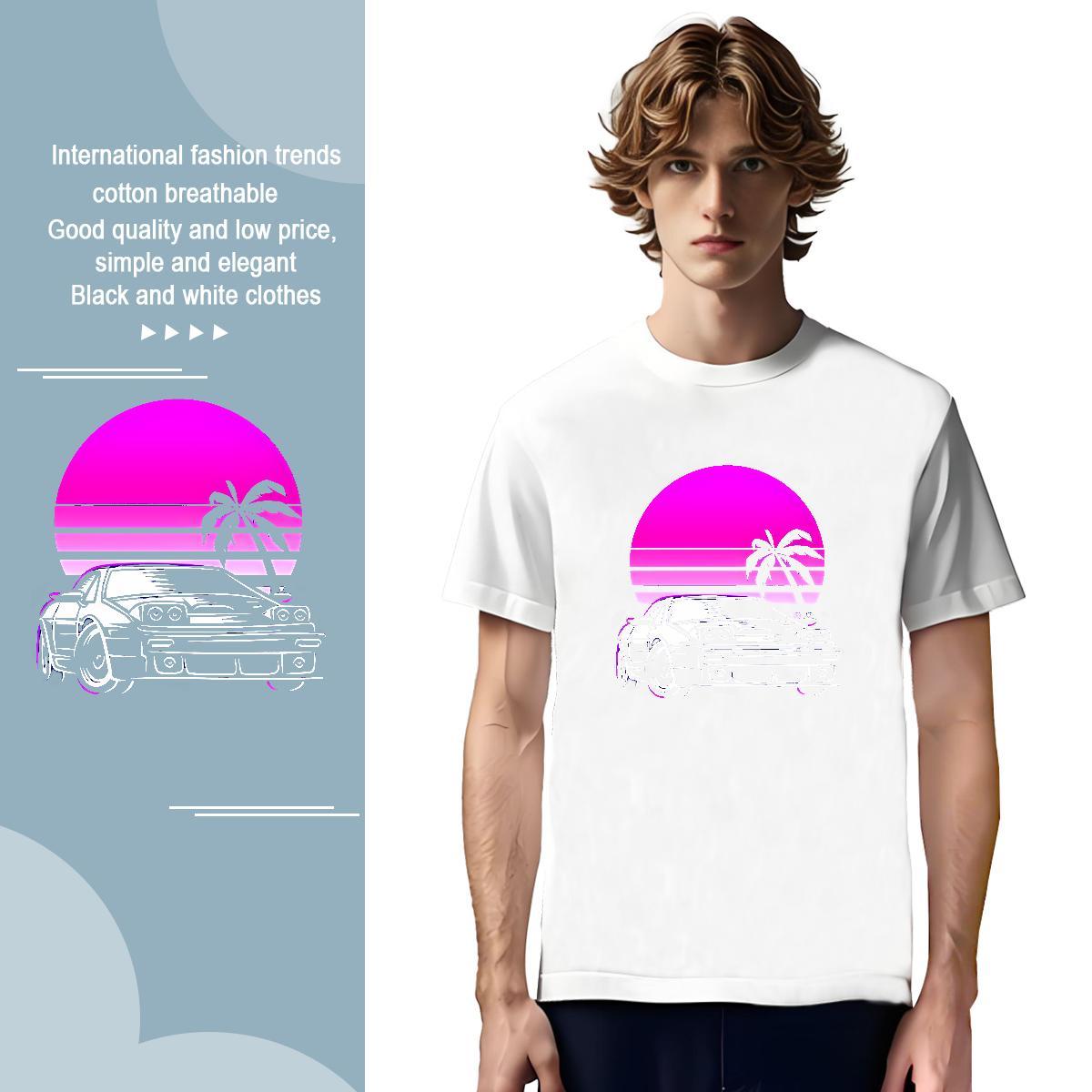 Loose car T Shirt For Man Daily Wear Couples T Shirts 100% Cotton 230g 2024 DIY Crew Neck Breathable Customized Tees