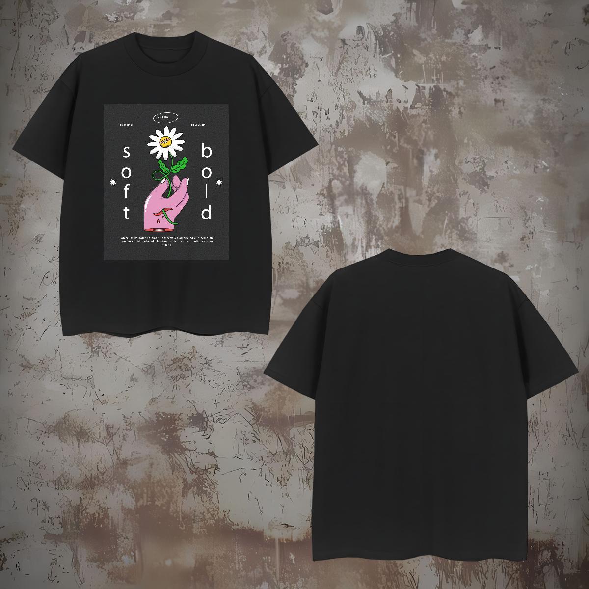 TOP Quality flower Man T Shirts Home Outdoor Men Tops Tees 230g Pure Cotton 2024 DIY O-Neck Short Sleeve Customized Tops Shirt