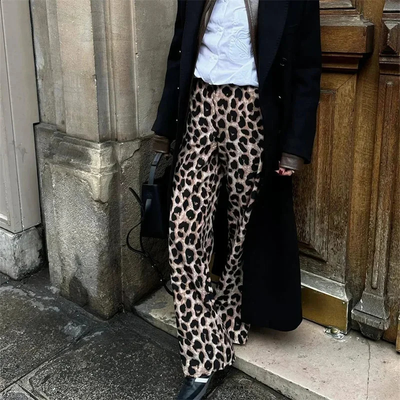 Leopard Pants Women Animal Print Baggy Pants Y2k Summer Casual Loose Womens Pants Vintage Mid-Rise Trousers Womens 240821