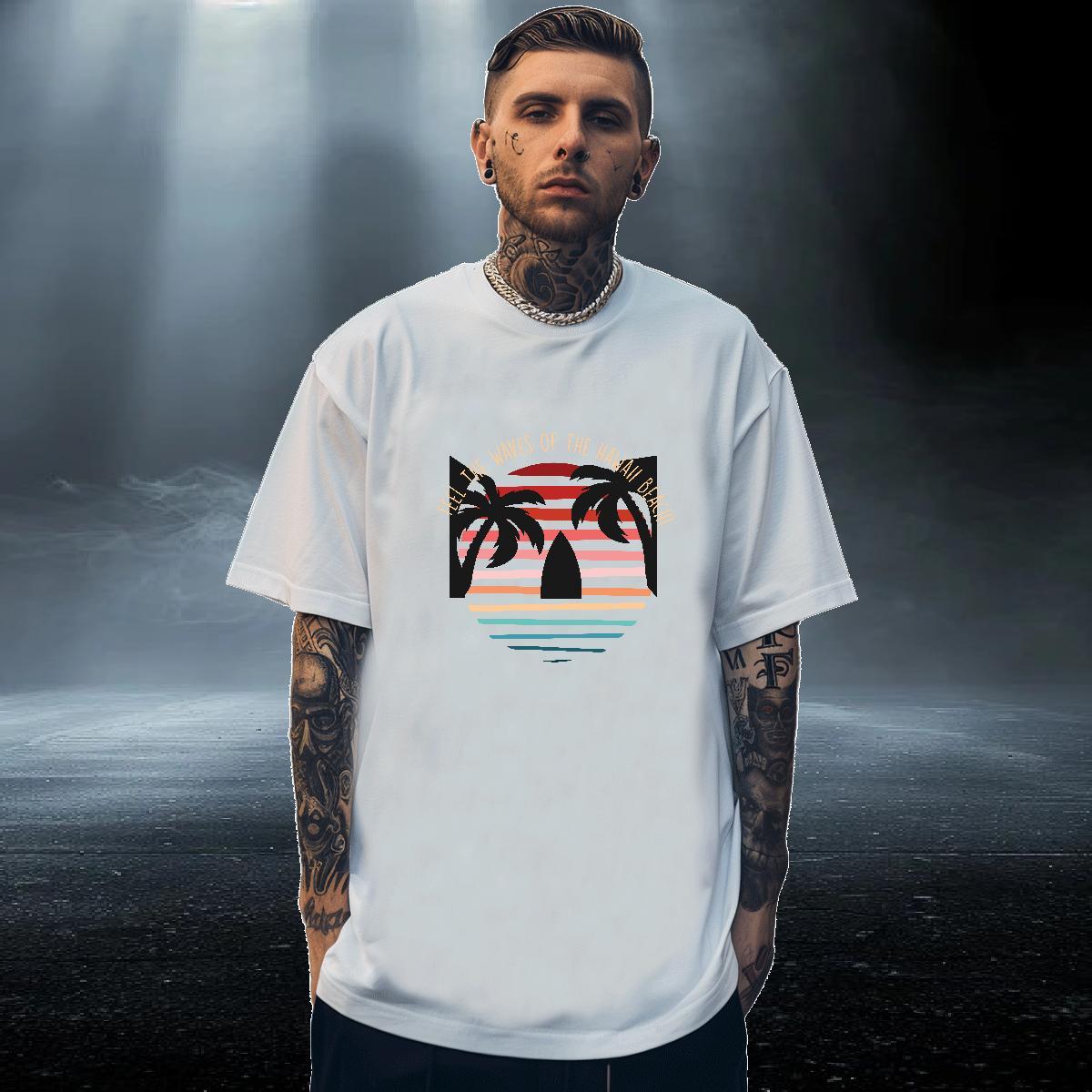 Cool Design Men Tees Casual Daily Wear 230g Cotton Black Oversized Breathable Crew Neck beach Men T Shirts New Arrival Top Tees
