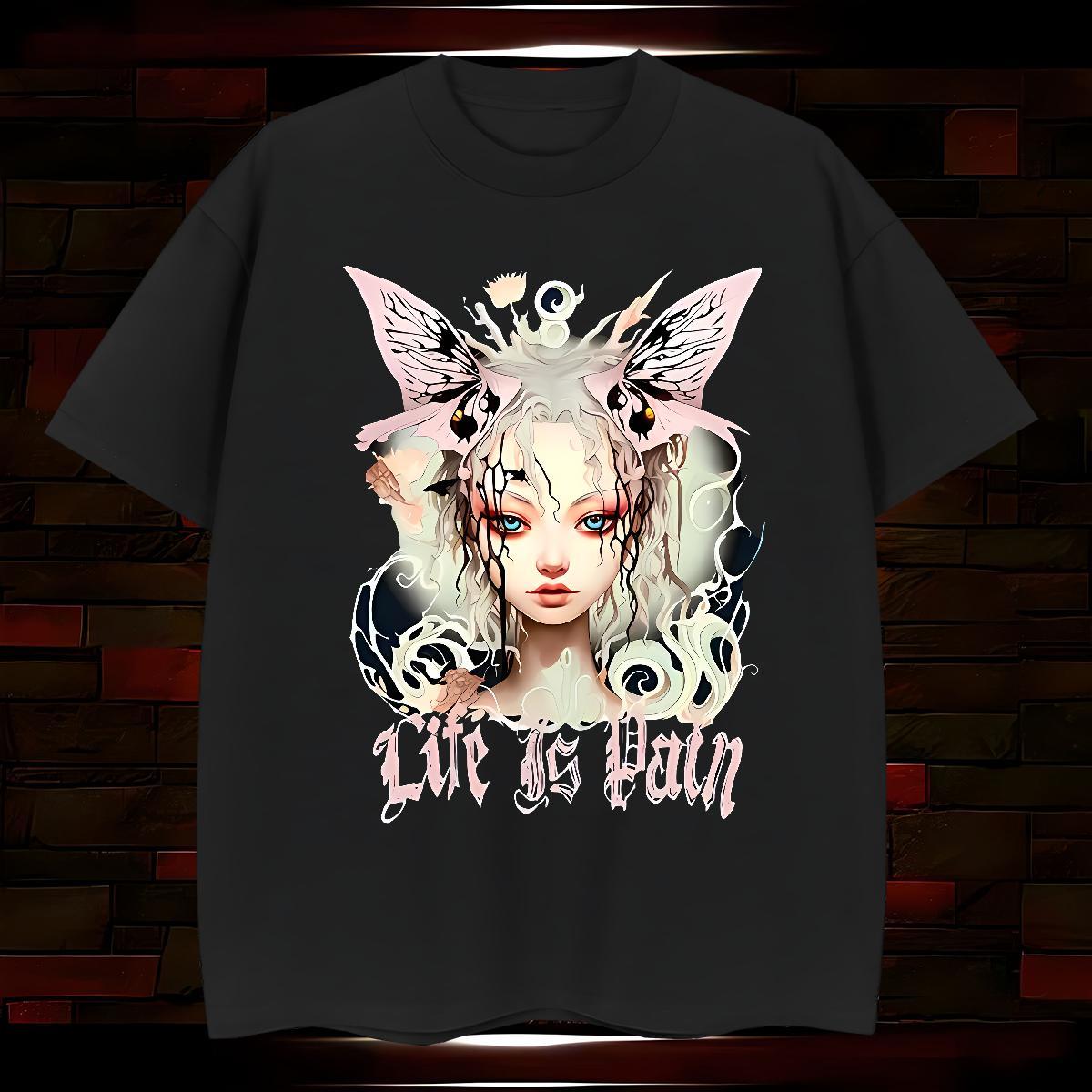 Cool Design Butterfly Girl T shirt Street Casual Tshirt for Man Woman 100% Cotton 230g Fashion New Breathable Black Oversized Polos