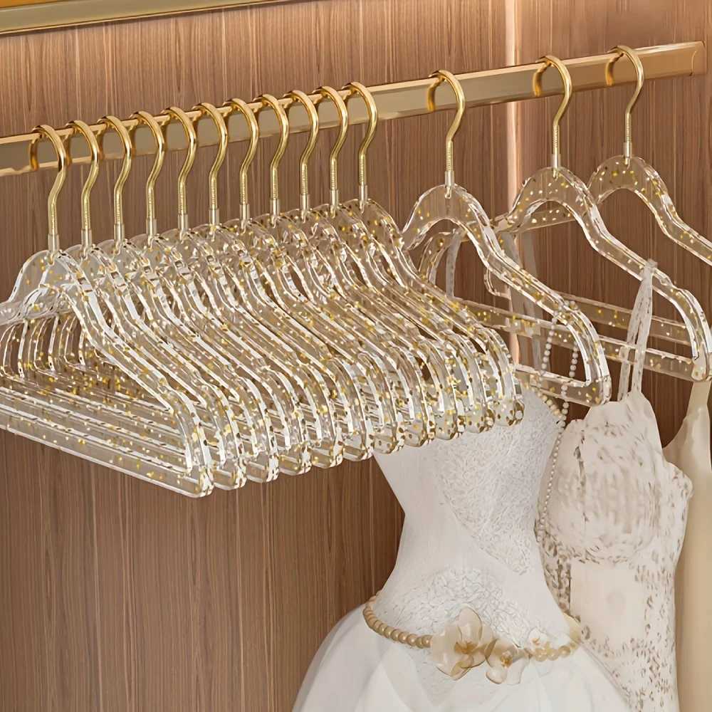 10/20/30 Home Clothes Hangers Acrylic Sparkling Powder Crystal Clothes Hangers Transparent Anti Slip Invisible Drop ResistantXJ240216
