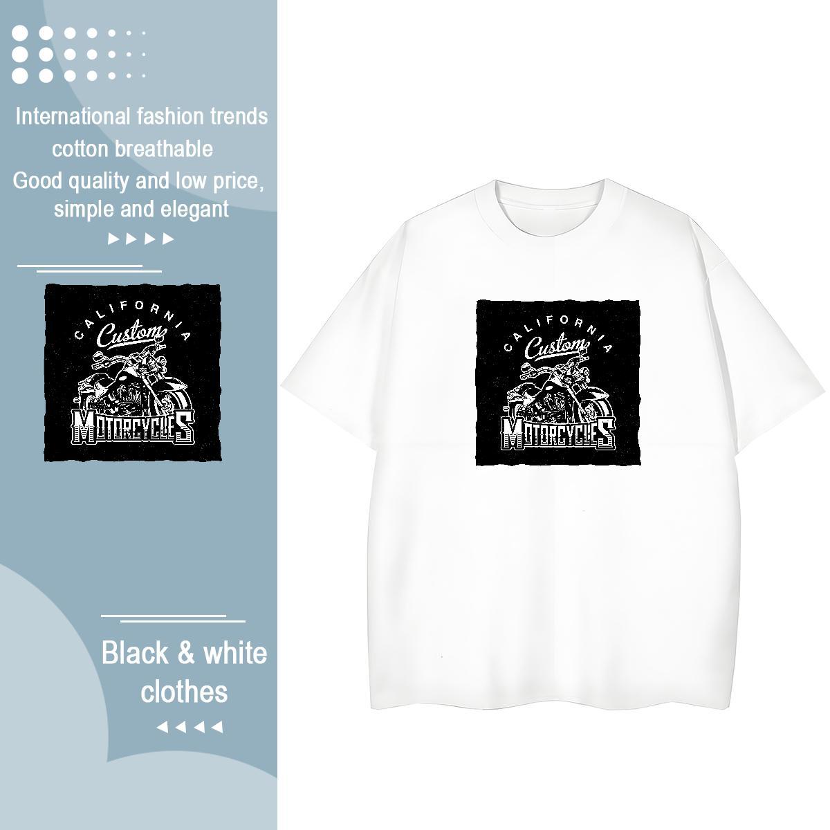 2024 DIY Womens T Shirts 230g 100% Cotton Breathable Crew Neck High Street Hip Hop Motorcycle Lady T shirt Wholesale Anime Oversized Tees Shirts