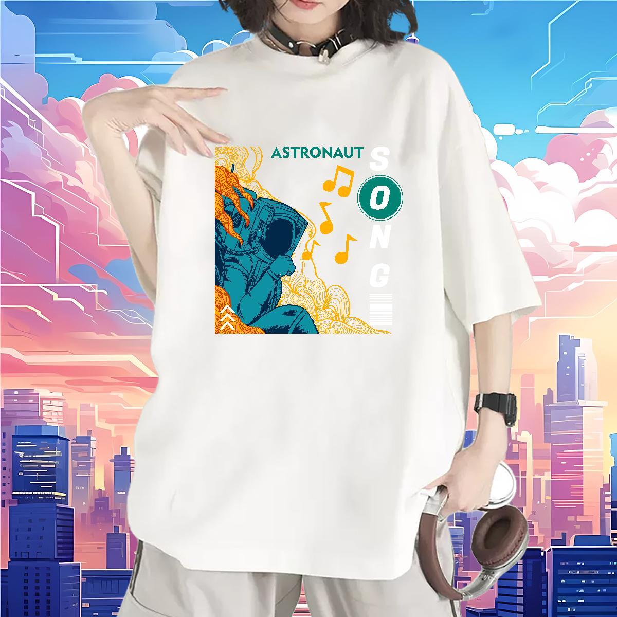 Popular Tshirt for Man Woman 230g Cotton cosmonaut Outdoor Woman T Shirts Breathable Crew Neck DIY Anime Tops Tees