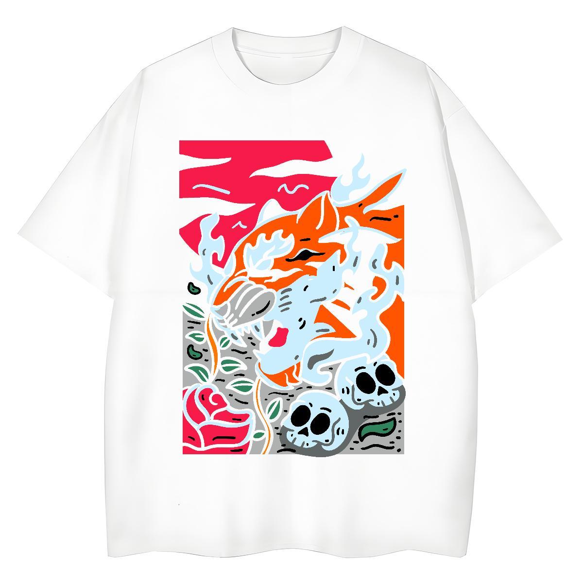 Brand Women T Shirts 230g 100% Cotton Comfortable Sports Street Wear skull Tshirt for Man Woman Wholesale Skull Tshirts