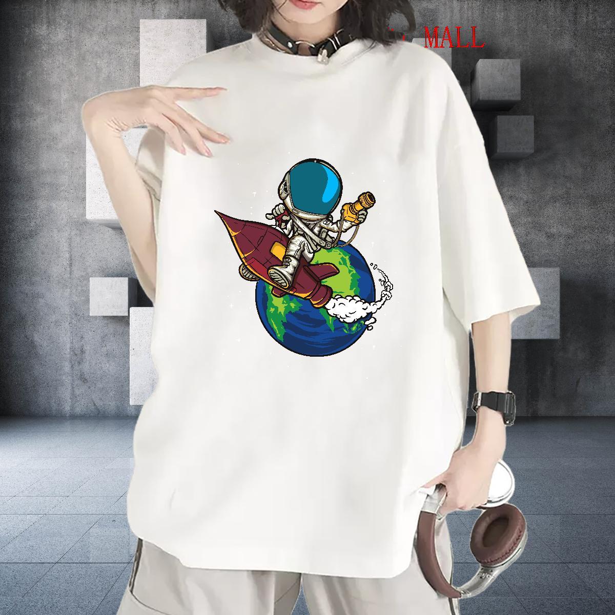 Designer Nice Women Tshirts 230g Cotton cosmonaut Sport Womens T Shirts Breathable Soft Anime Print Tees Shirts